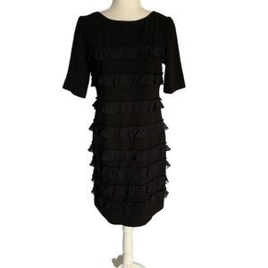Eliza J. Black Tiered Ruffle Sheath Dress | Size 8